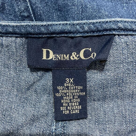 Plus Size Denim Embroidered Dress Romper 3X - Picture 7 of 8